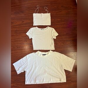 ZARA basics bundle kit. 3 white crop tops